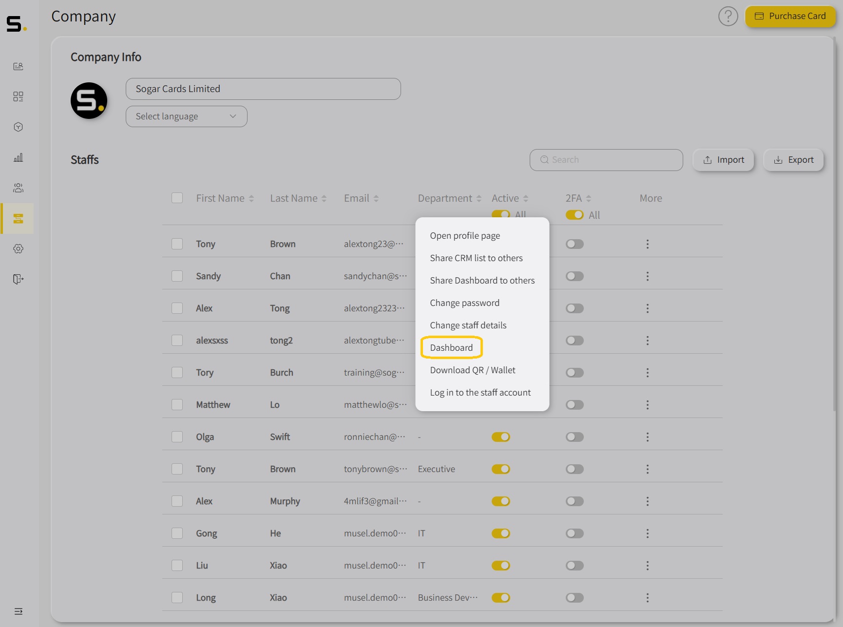 view dashboard button