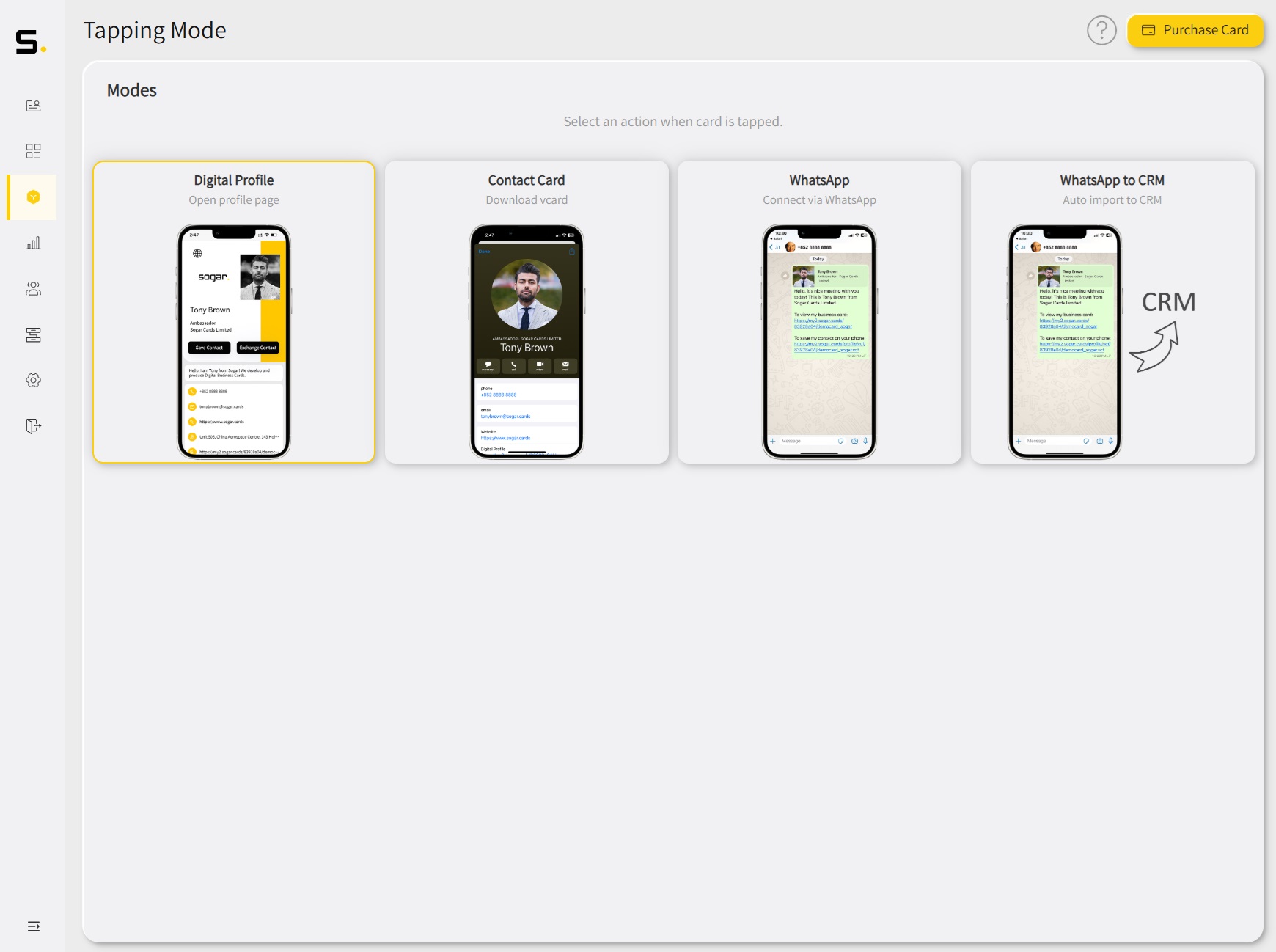 digital profile tapping mode