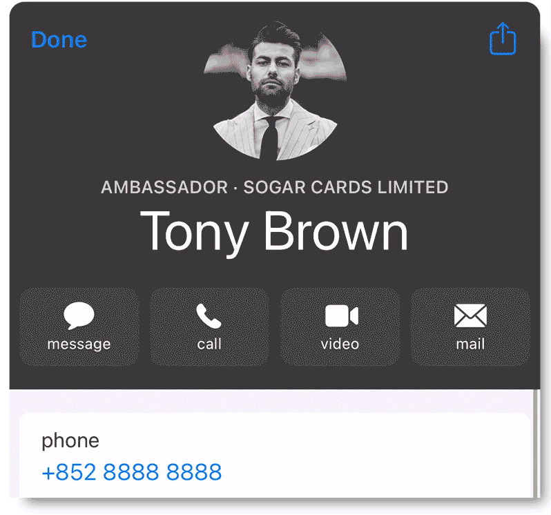 save contact in iPhone